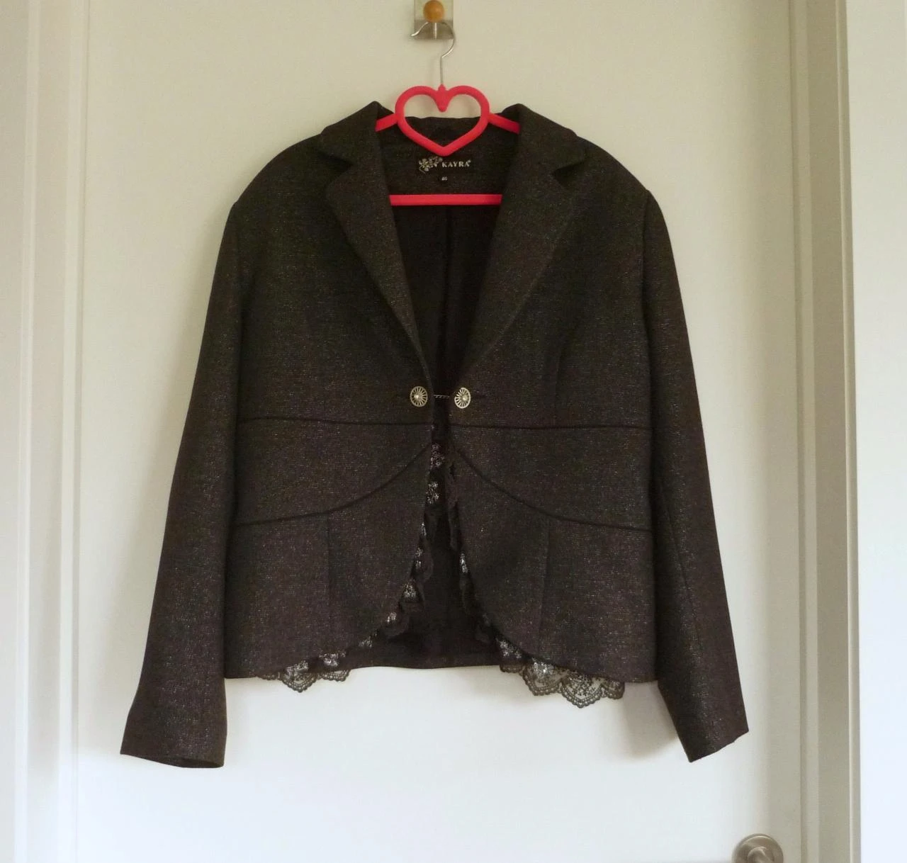 Donkergrijze gemêleerde blazer vest jas van Kayra Maat 46